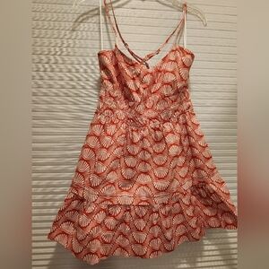Chic Reddish Orange Anthropologie Top/Dress with White Pattern